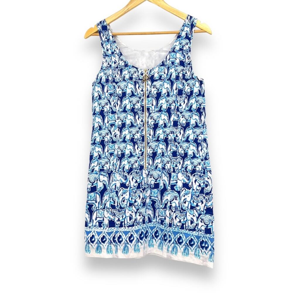 Lilly Pulitzer Cathy Dress Women's 6 Blue Shift Mini‎ Elephant Print Classic - Picture 4 of 10